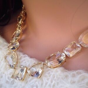Kate Spade Vegas Jewels -  Gold with Clear Crystals Statement Necklace